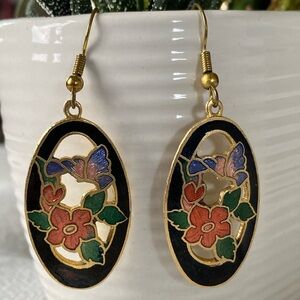Floral Enamel Gold Earrings
